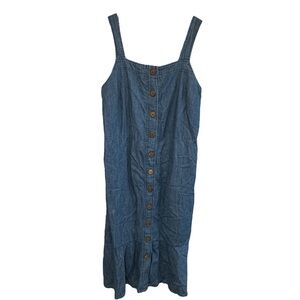 OAT New York denim jumper dress. Size 10. Button down
